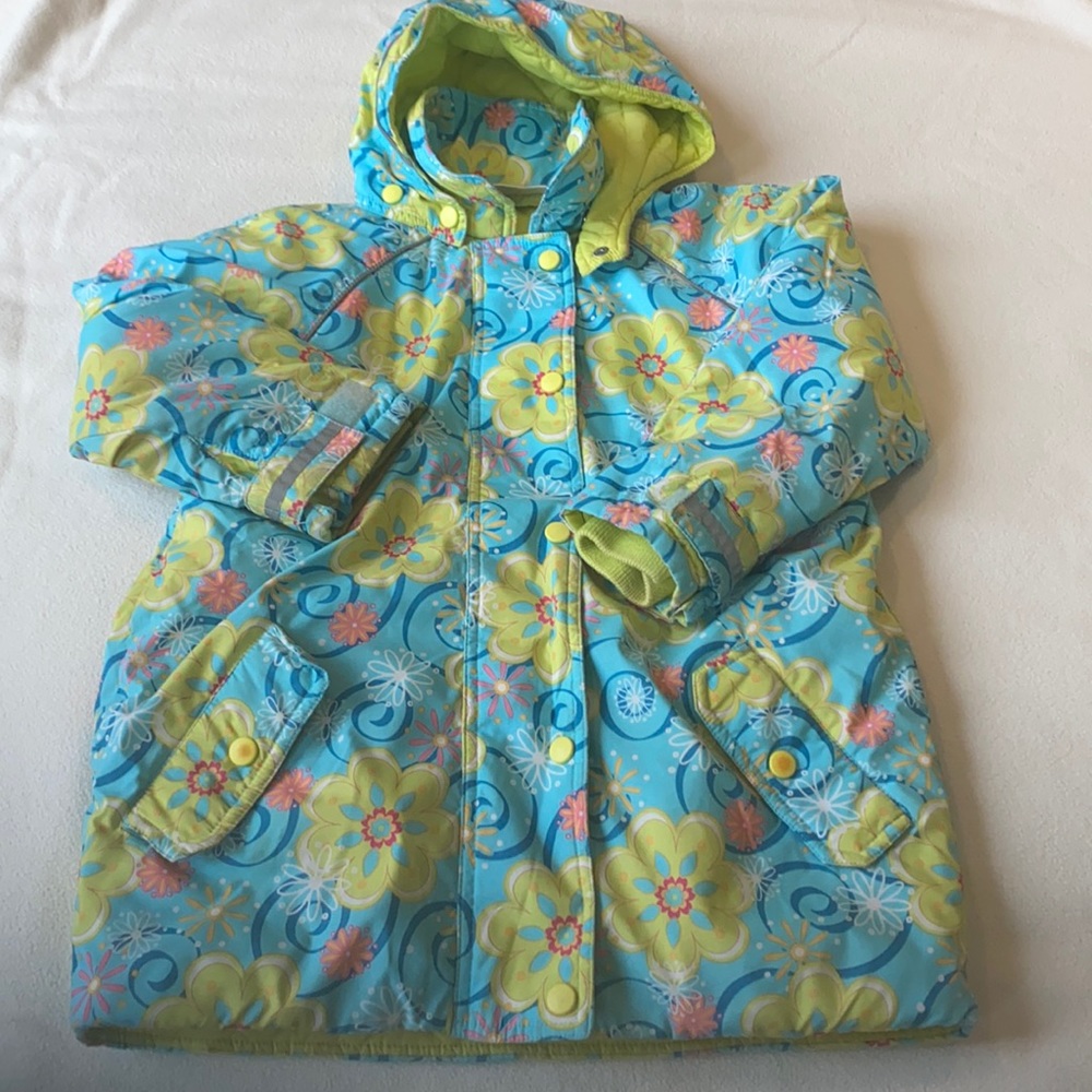 Hanna Andersson Floral Hooded quilted parka 120 - Picture 1 of 11